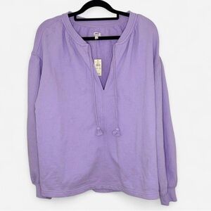 Aerie Lavender Terry Henley Sweatshirt - Size XXS OVERSIZED